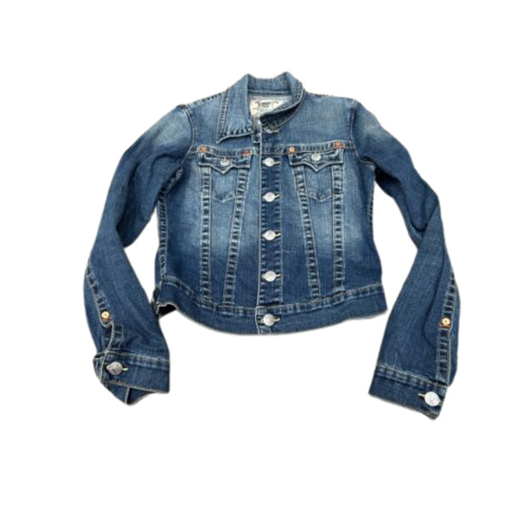 True Religion Womens Sz Medium Emily Medium/Dark Wash Long Sleeve Denim Jacket - Picture 1 of 9